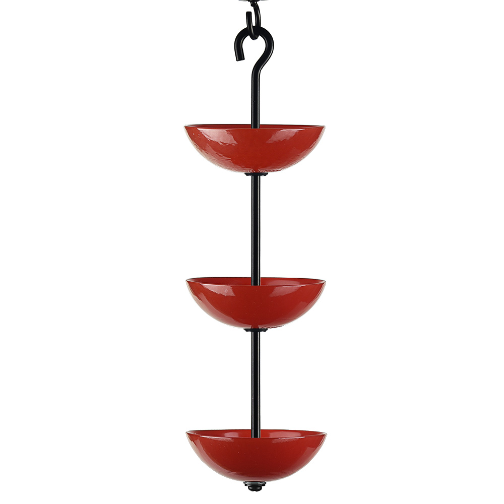 Triple Hanging Poppy Feeder Solid Ruby Red