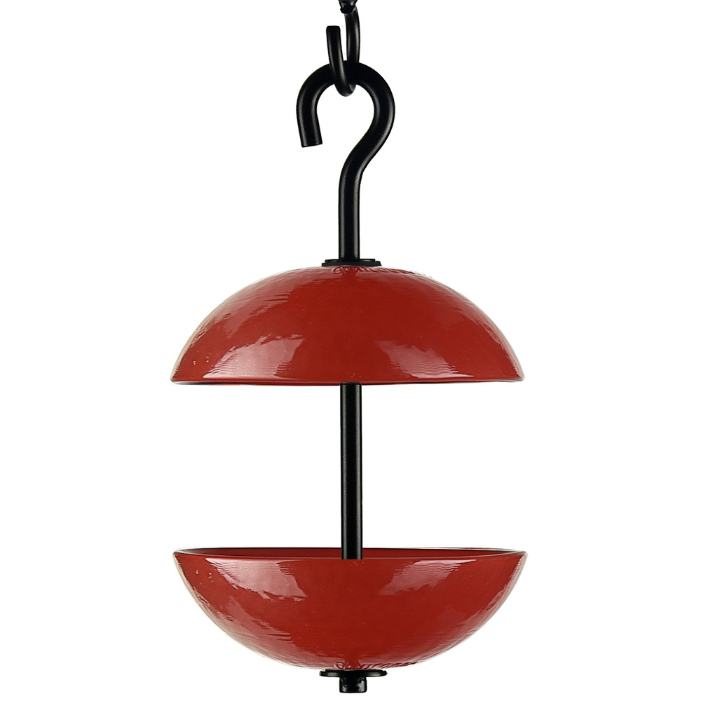 Double Hanging Poppy Feeder Solid Ruby Red