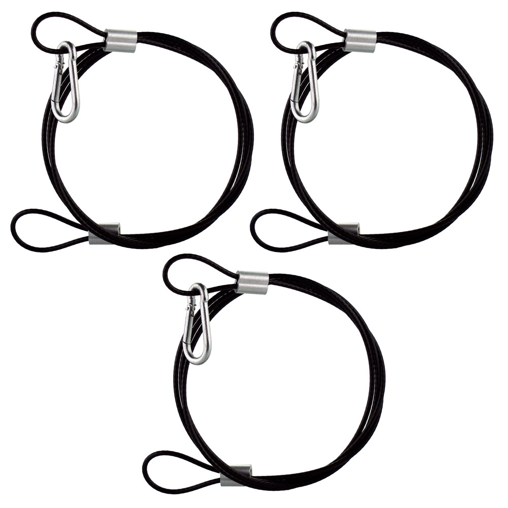 Set of 3 - 48" Steel Wire Cable with Spring Metal Hook